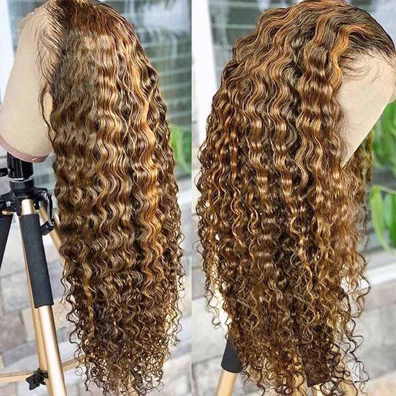 Highlight Deep Wave Frontal Wig 13*4/13*6 lace HD Lace Wig With Pre-plucked Edges