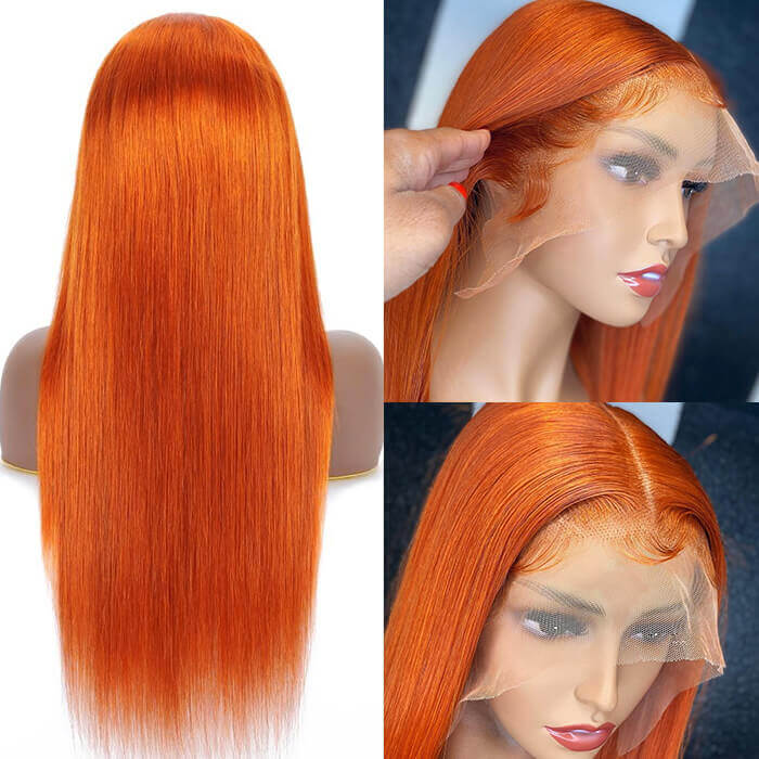 C.G.W Straight Orange Ginger Wig 13*4/13*6 HD Lace Front Wig With Pre-plucked Edges