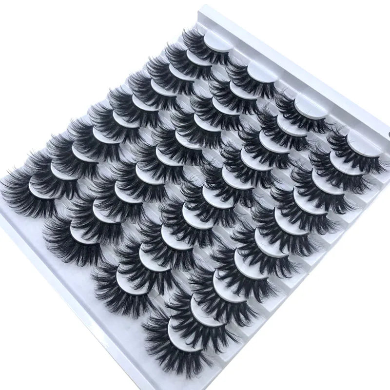 20 Pairs 18-25 mm 3d Mink Lashes Bulk Faux Thick Long Wispy Natural Mink Lashes Pack