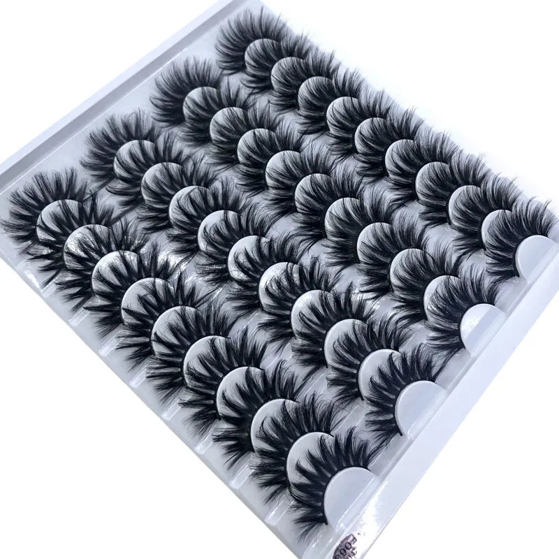 20 Pairs 18-25 mm 3d Mink Lashes Bulk Faux Thick Long Wispy Natural Mink Lashes Pack