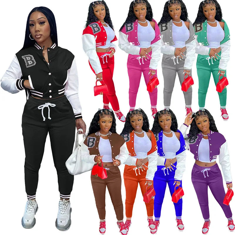 Fashion Trend Baseball Jurk Uniform 2 Piece Set Tracksuits