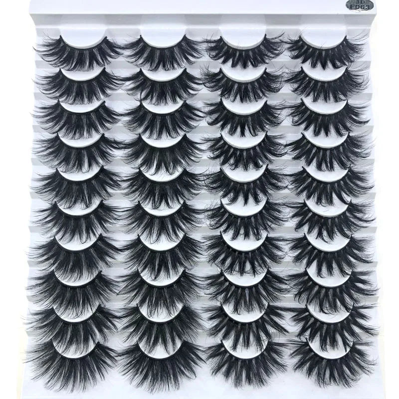 20 Pairs 18-25 mm 3d Mink Lashes Bulk Faux Thick Long Wispy Natural Mink Lashes Pack