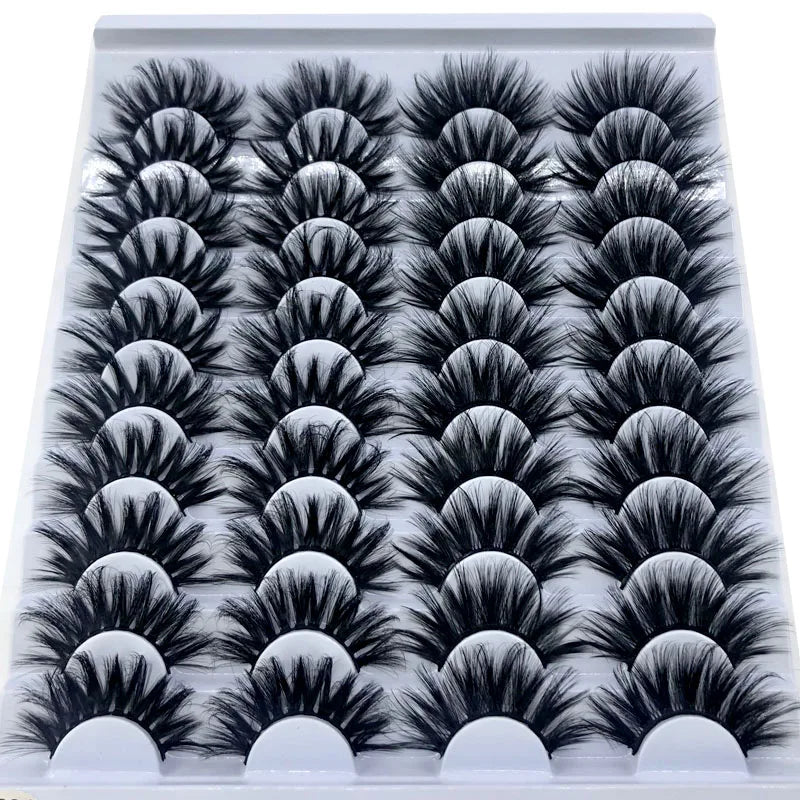 20 Pairs 18-25 mm 3d Mink Lashes Bulk Faux Thick Long Wispy Natural Mink Lashes Pack