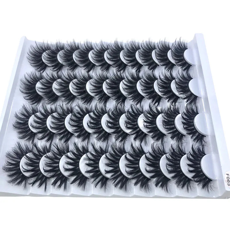 20 Pairs 18-25 mm 3d Mink Lashes Bulk Faux Thick Long Wispy Natural Mink Lashes Pack