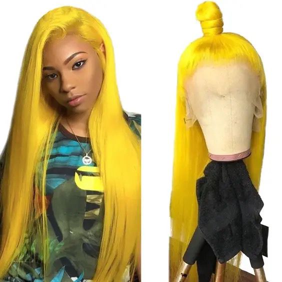 Yellow Straight Human Hair Wigs 13*4/13*6 Brazilian Remy Colored Wigs With Pre-plucked Edges