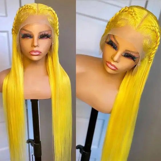 Yellow Straight Human Hair Wigs 13*4/13*6 Brazilian Remy Colored Wigs With Pre-plucked Edges