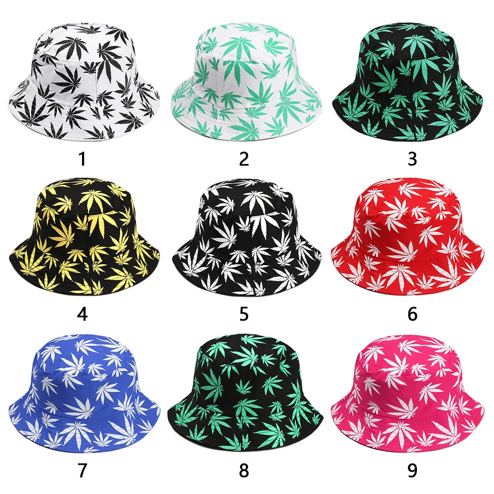 Fashion Hip Hop Cap Women Men Maple Leaf Panama Bucket Hat Trendy Couple