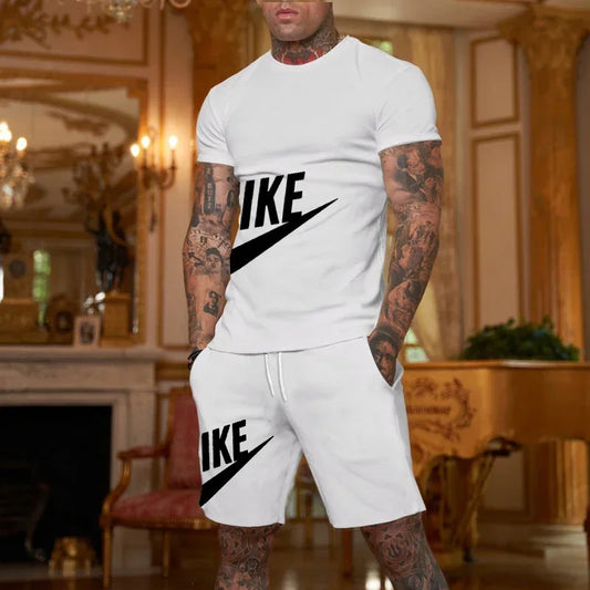 Men's Casual Sports Short sleeve suit, two-piece set, T-shirt and pants