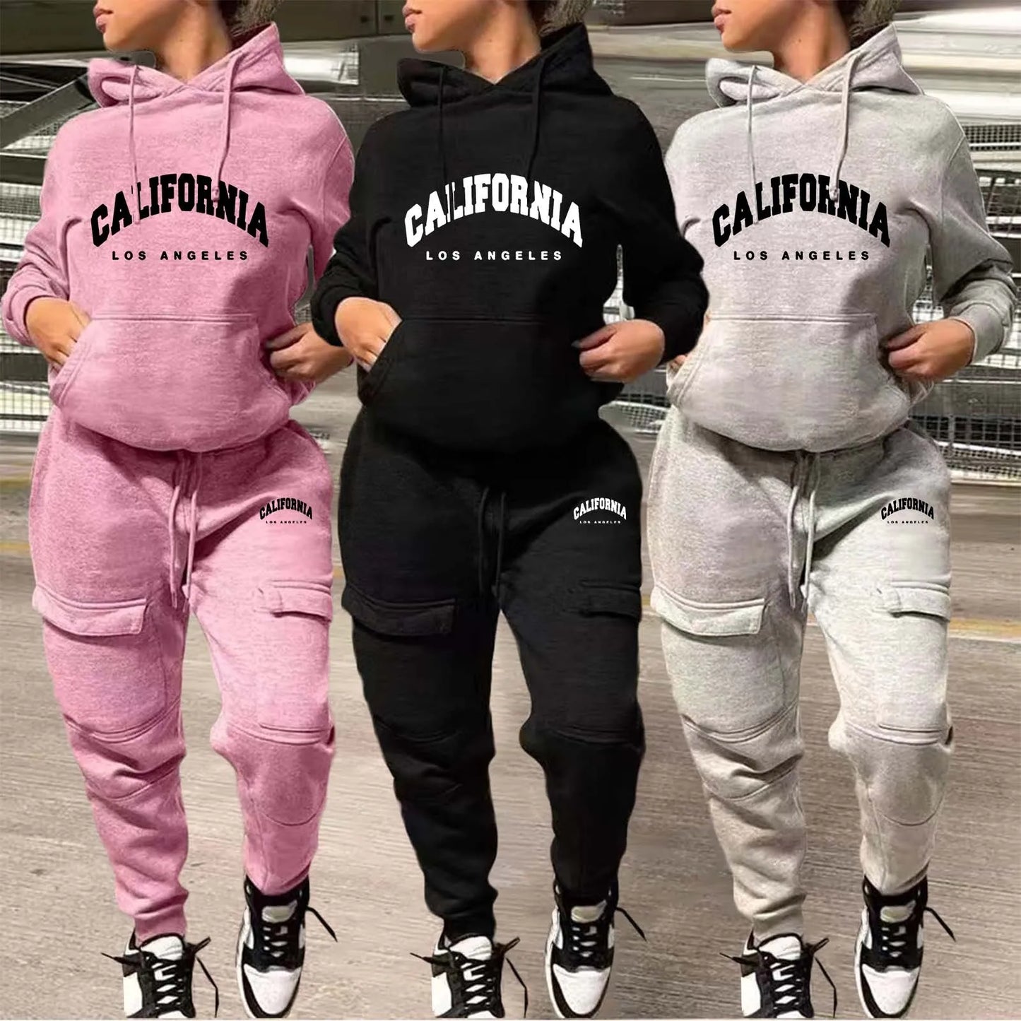 Two Piece set Sweatshirt With Multiple Pockets Pants