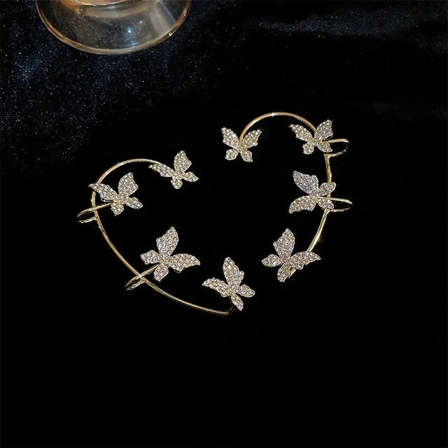 Gold Silver Color Metal Butterfly Ear Clips Without Piercing For Women