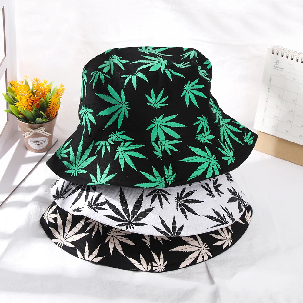 Fashion Hip Hop Cap Women Men Maple Leaf Panama Bucket Hat Trendy Couple