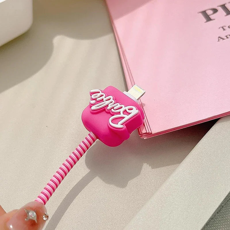 Pink Barbie Cute Data Cable Protective Cover for IPhone 20W