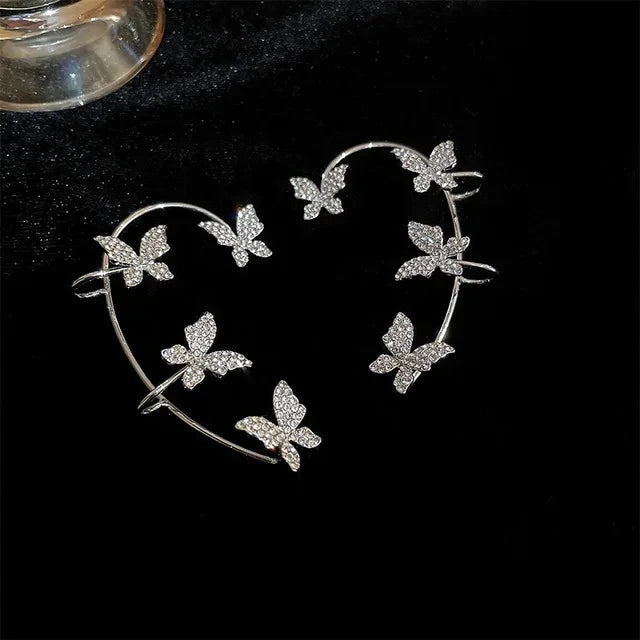 Gold Silver Color Metal Butterfly Ear Clips Without Piercing For Women