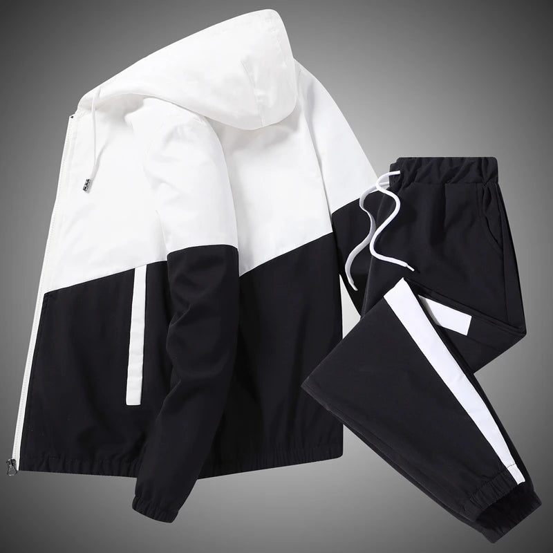 Men Tracksuit Casual Joggers Hooded Sportswear Jackets And Pant