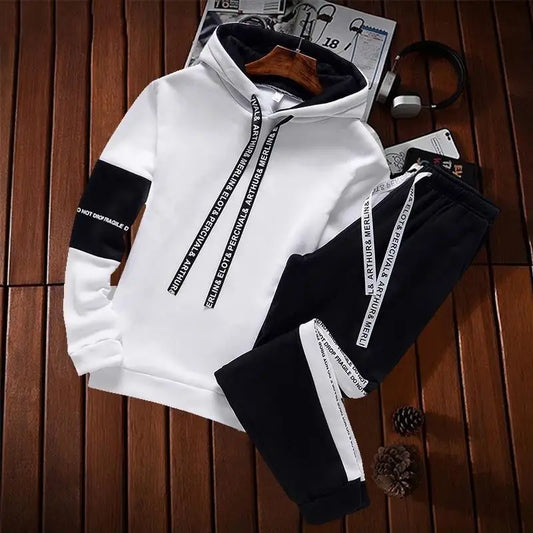 Winter Hoodie Sets Men Tracksuit Casual Hoodies Sweatshirt Piece Set Male Pullover