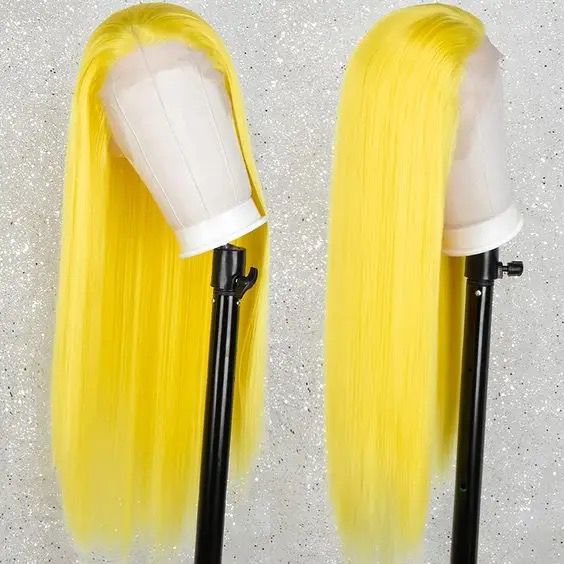 Yellow Straight Human Hair Wigs 13*4/13*6 Brazilian Remy Colored Wigs With Pre-plucked Edges