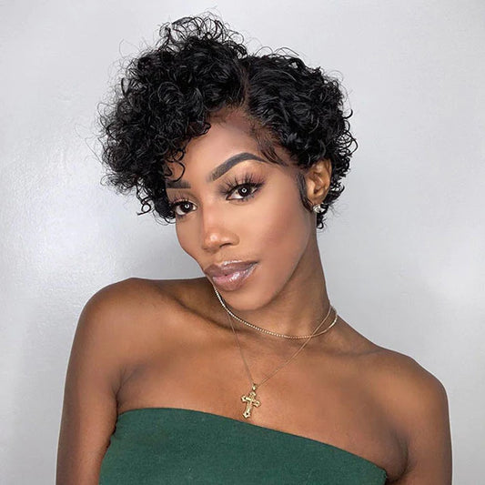 Short Curly Pixie Cut Bob 13*4/13*6 Lace Frontal wig with Pre-plucked Edges Lace