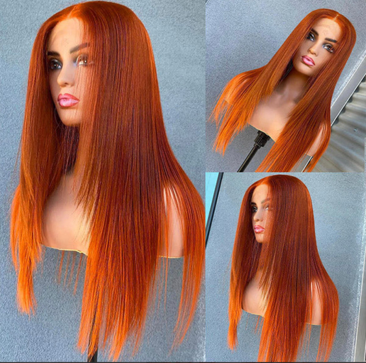 C.G.W Straight Orange Ginger Wig 13*4/13*6 HD Lace Front Wig With Pre-plucked Edges