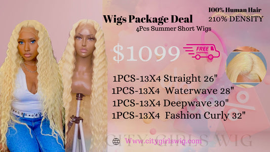 4pcs 613 Blonde 13*4 HD Lace Front Wigs With Pre-plucked Edges