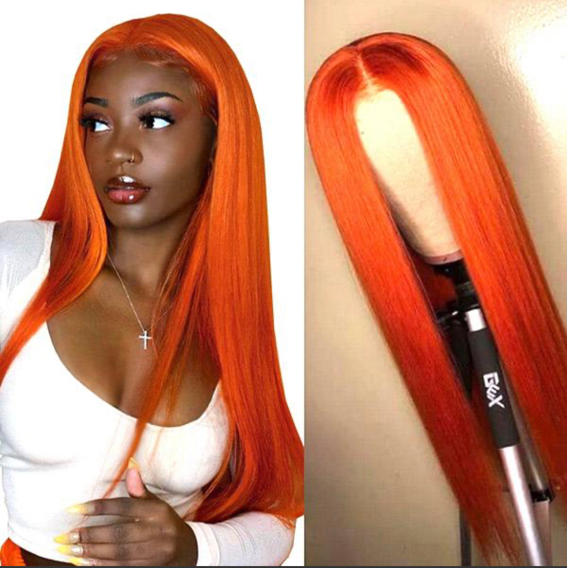 C.G.W Straight Orange Ginger Wig 13*4/13*6 HD Lace Front Wig With Pre-plucked Edges