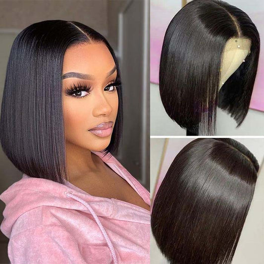 Straight Bob Wig Human Hair with Pre Plucked Glueless 13*4/13*6 Lace Front Wig glueless