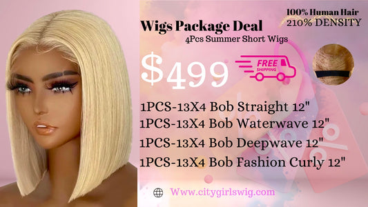 C G W 4pcs 613 Blonde 13*4 HD Lace Front Wigs With Pre-plucked Edges