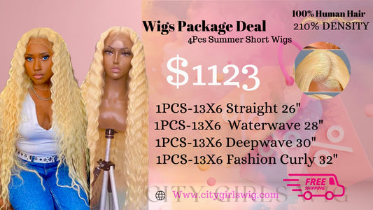 4pcs 613 Blonde 13*6 HD Lace Front Wigs With Pre-plucked Edges