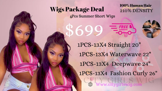 4pcs 13*4 HD Lace Front Wigs With Pre-plucked Edges