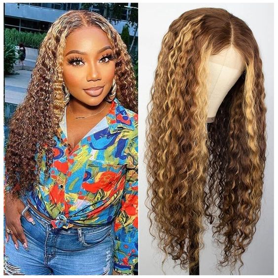 Highlight Deep Wave Frontal Wig 13*4/13*6 lace HD Lace Wig With Pre-plucked Edges