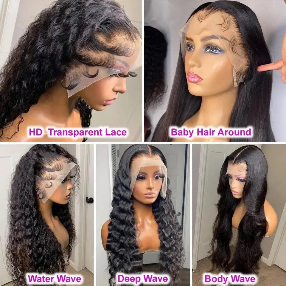 Water Wave 13*4/13*6 Lace Frontal Wig Virgin Human Hair Wigs HD Lace With Pre-plucked Edges