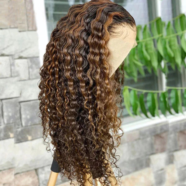 Highlight Deep Wave Frontal Wig 13*4/13*6 lace HD Lace Wig With Pre-plucked Edges