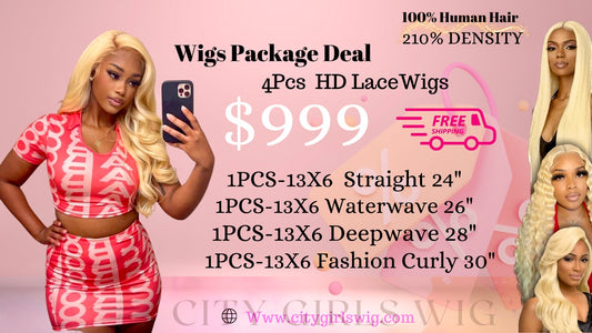 4pcs 613 Blonde 13*6 HD Lace Front Wigs With Pre-plucked Edges