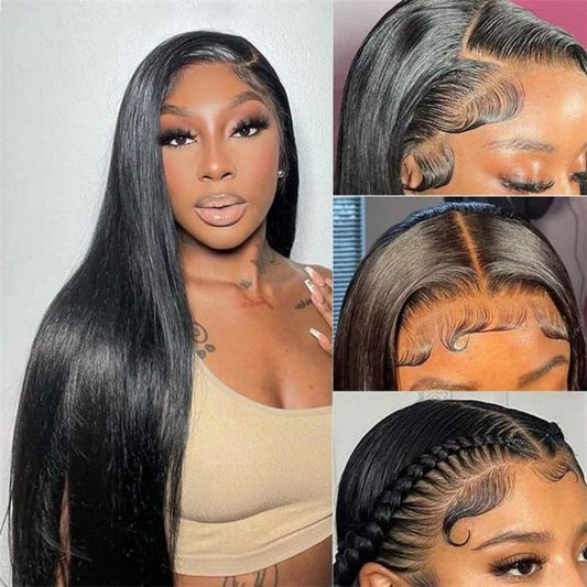 C.G.W  13*4  HD Lace Front Wigs Straight Human Hair With Pre-plucked Edges