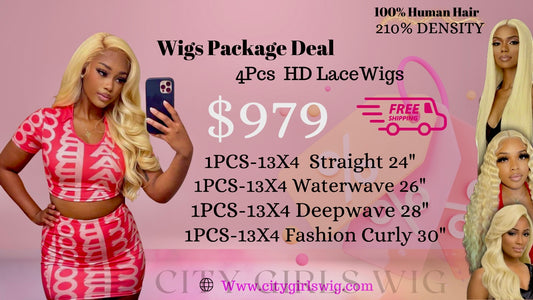 4pcs 613 Blonde 13*4 HD Lace Front Wigs With Pre-plucked Edges