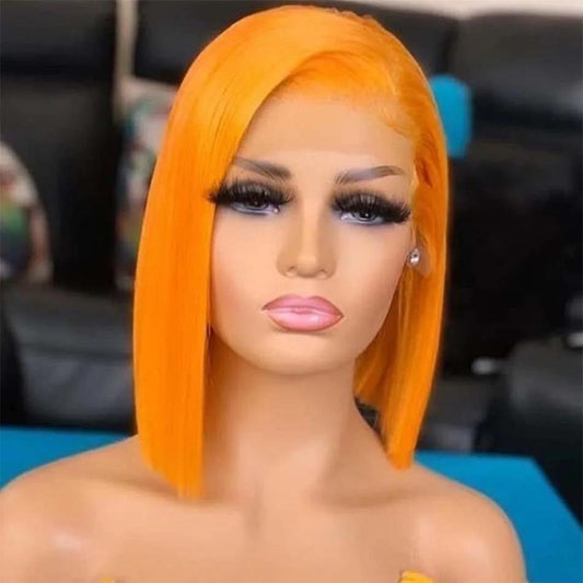 Orange Wig 13*4/13*6  HD Lace Front Wig Straight BOB with Pre-plucked Edges