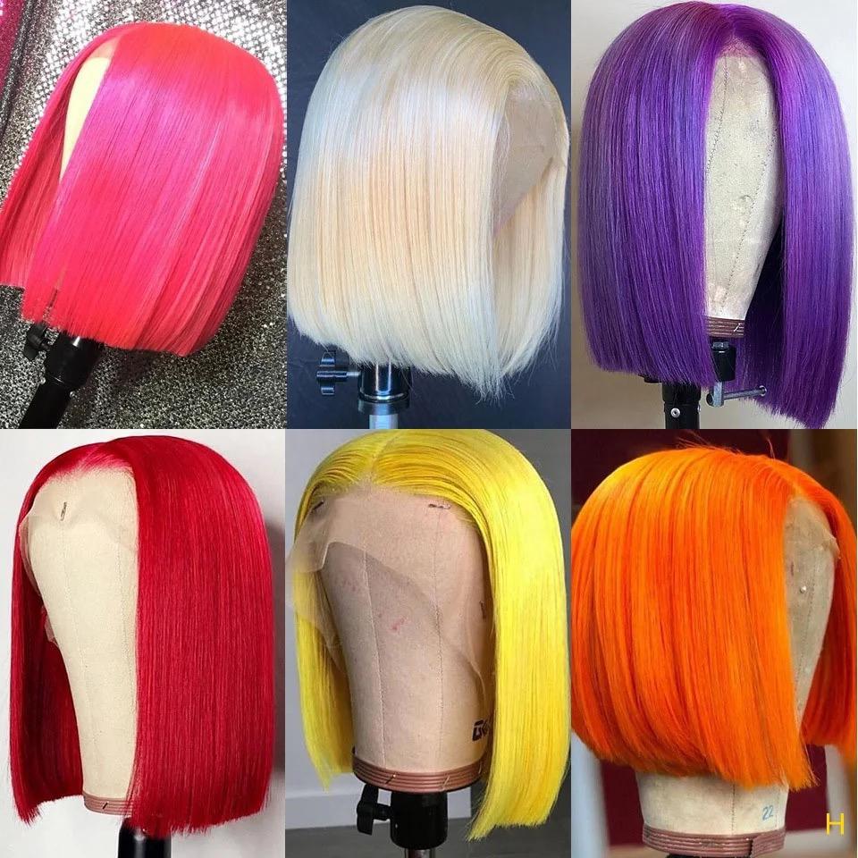 Yellow Straight Human Hair Wigs 13*4/13*6 Brazilian Remy Colored Wigs With Pre-plucked Edges