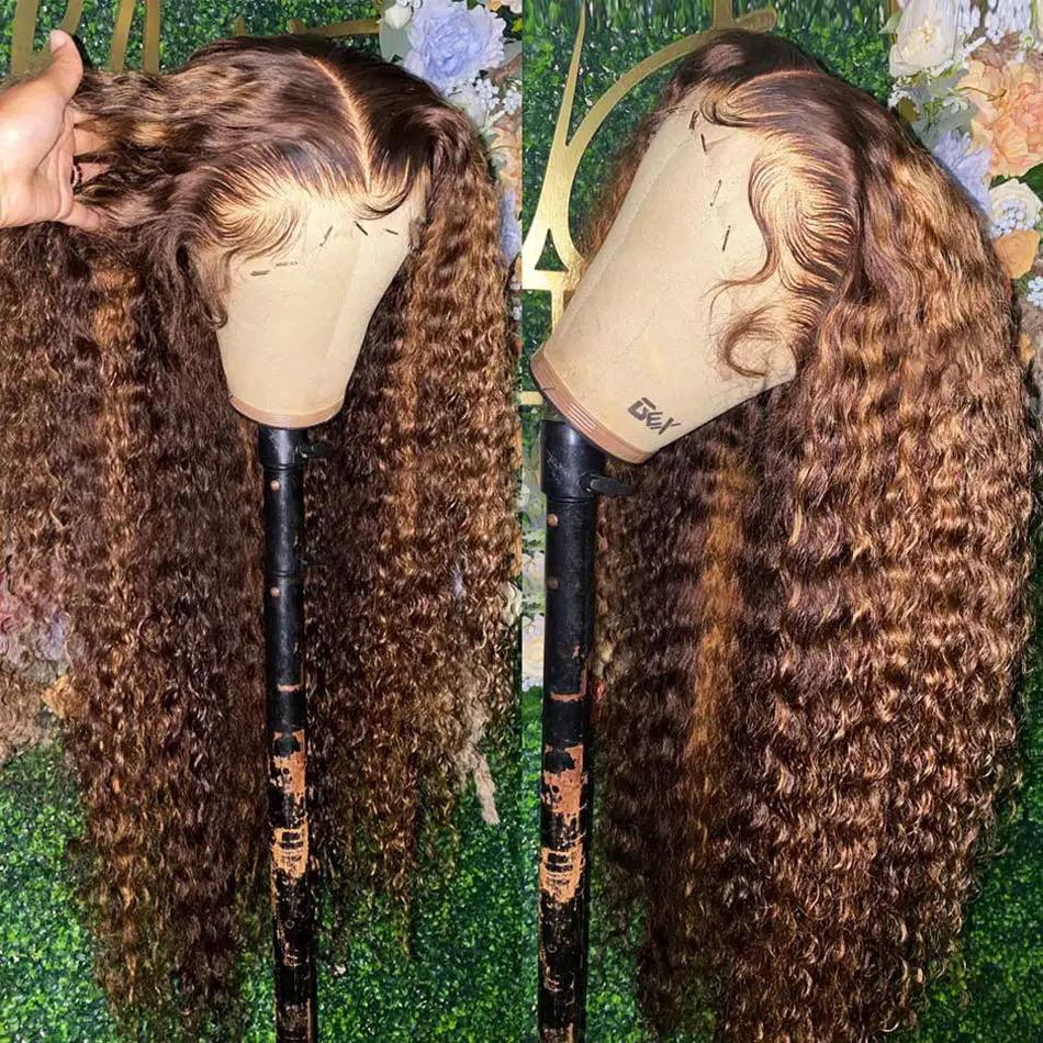 Highlight Deep Wave Frontal Wig 13*4/13*6 lace HD Lace Wig With Pre-plucked Edges